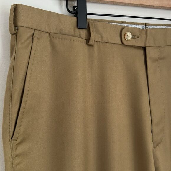 Peter Millar 100% Wool Dress Pants Flat Front Khaki Size 38X32 Made in Peru - Picture 5 of 12